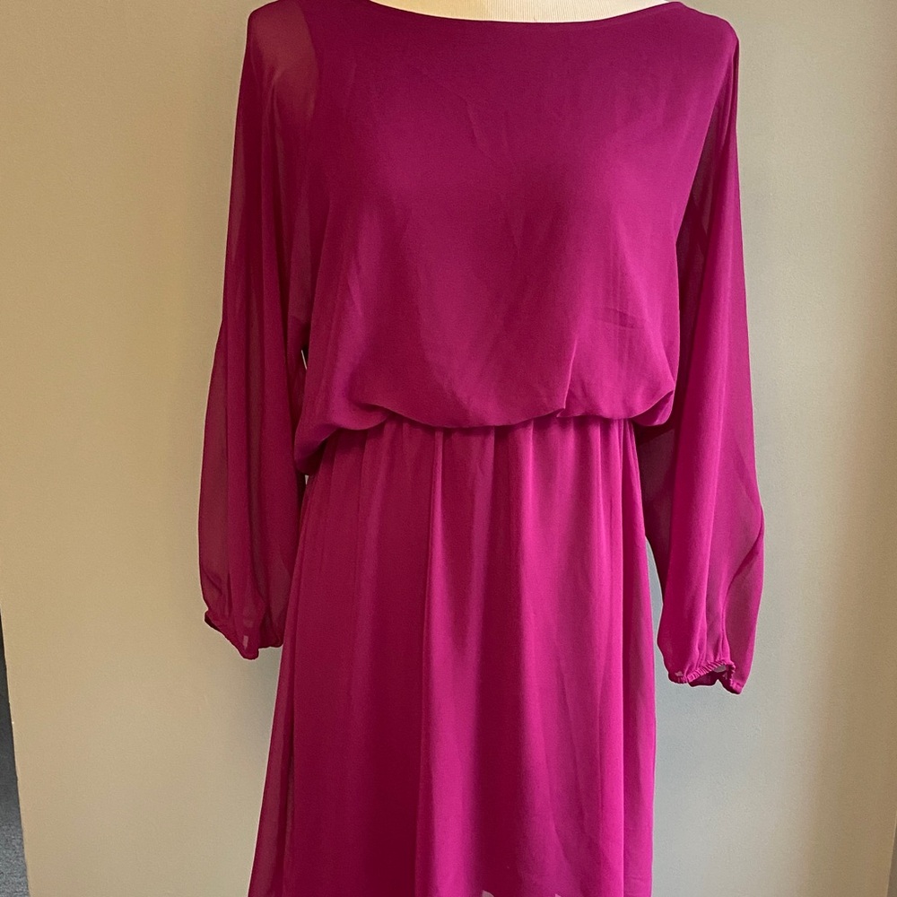 Express Fuchsia Long-Sleeve Dress — Size L